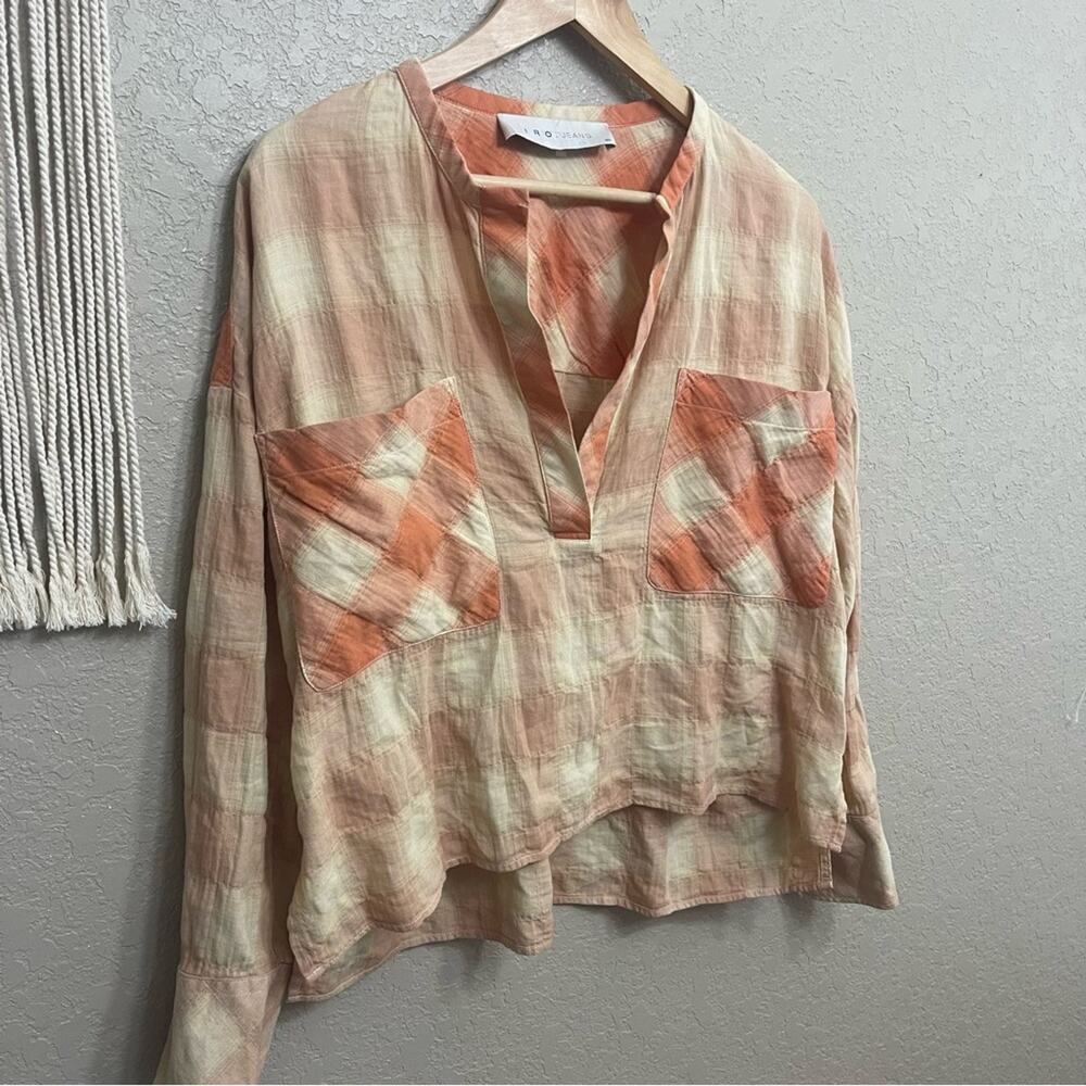 IRO women sz S Melda checkered long sleeve blouse sz 36 - Picture 6 of 12